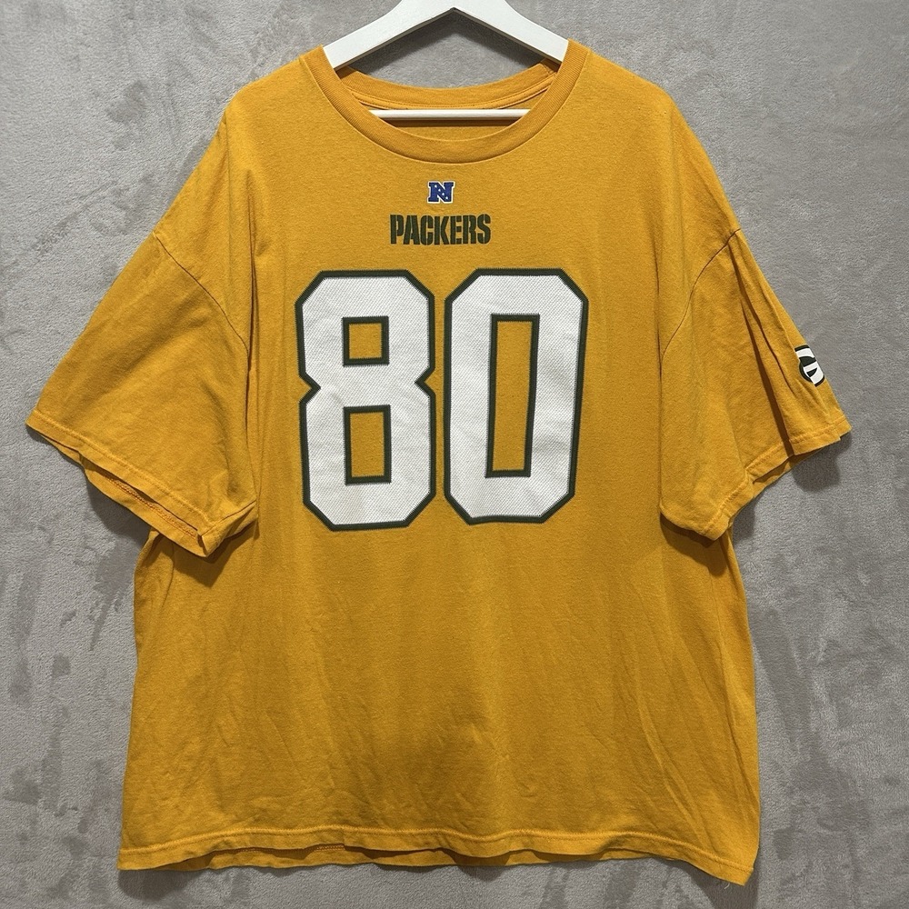 Vtg G Bay Packers 2XL Yellow Official NFL T-shirt Donald Driver #80 Short Sleeve
